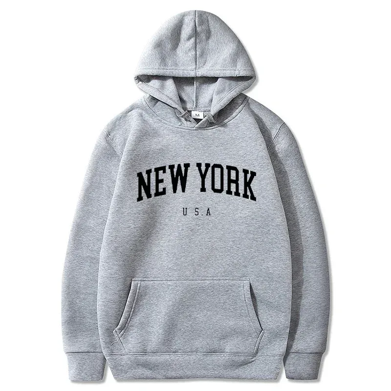 Women New York U.S.A City Hoodies Fashion Letter Printed Graphic Sweatshirts Loose CasuaMen l Harajuku Hooded Pullover Sportwear — image 8