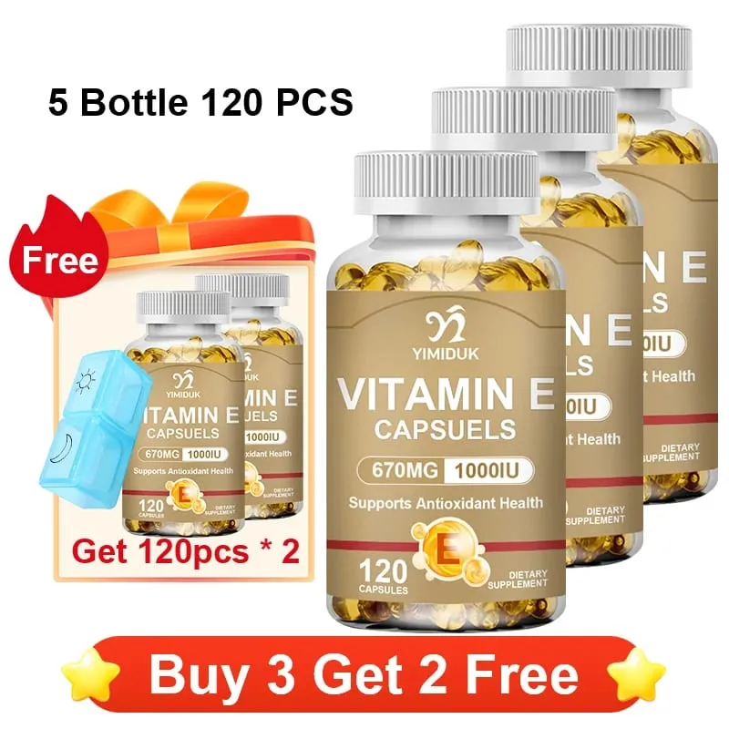 Vitamin E Supplements with Tocopherols & Safflower Oil Support Elasticity Shrink Pores Combat Aging & Antioxidant Immune