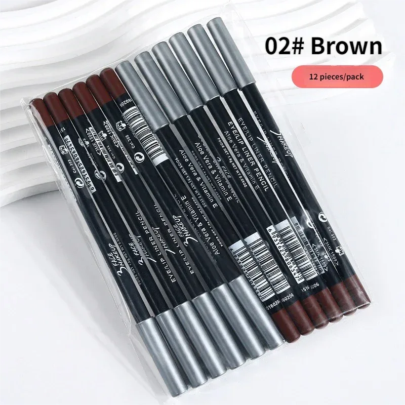 1/12pc à prova dwaterproof água preto marrom lápis de olho-prova de manchas de longa duração iniciante-amigável suave alta pigmentação punk maquiagem dos olhos — image 9
