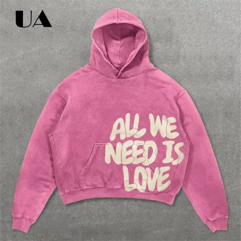 UA All We Need is Love New Hoodies for Men S-4XL Casual Street Wear Spring Autumn New Chic Outfit Hoodies Pullover