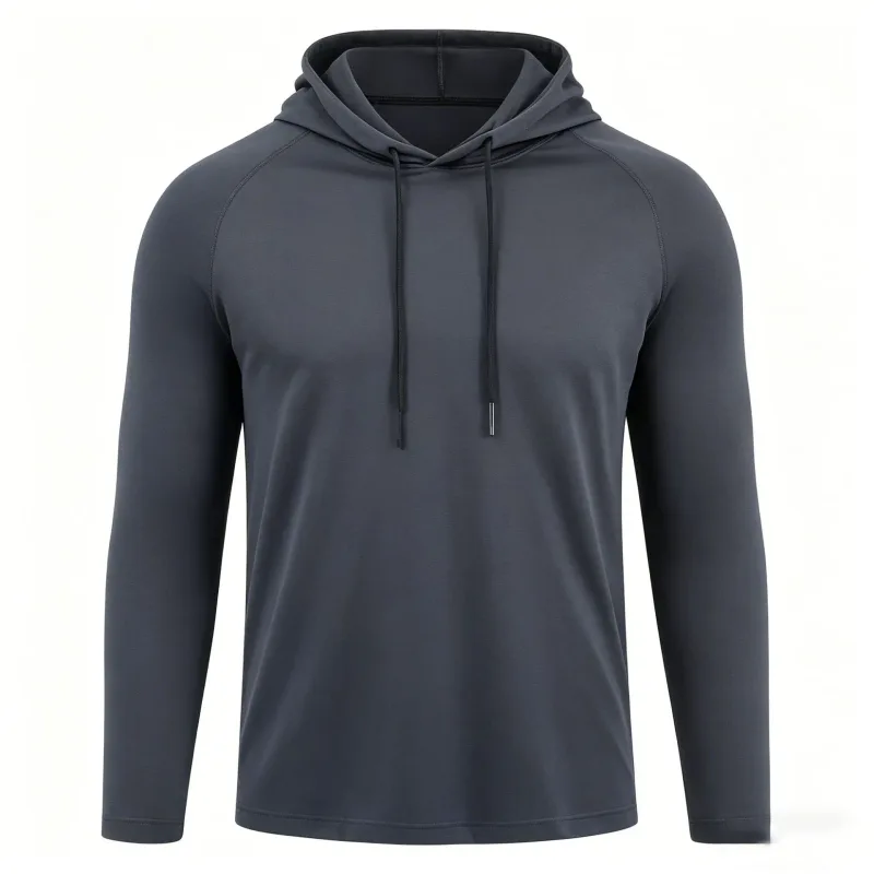 Men's Sun Protection Shirts Long Sleeve Hoodies Solid Quick Dry T-shirt Mens Bodybuilding Fitness Muscle Sportwear Gym Clothing — image 5