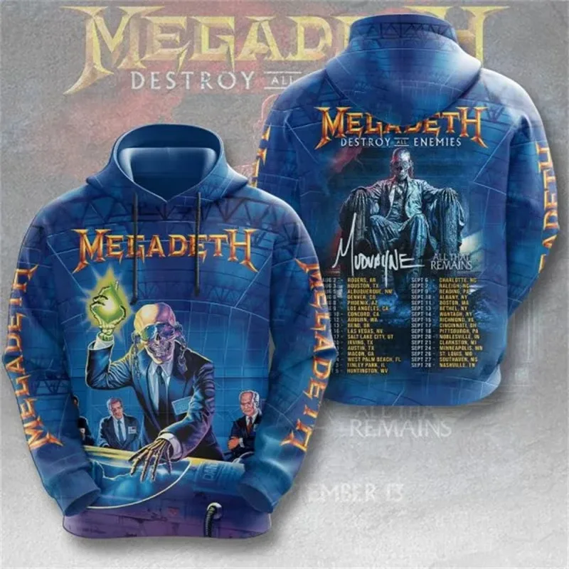 Rock Band Megadeth 3D Print Hoodies Men Women Fashion Retro Y2K Graphic Hoodie Sweatshirt Mens Clothing Men Tracksuit Gift Fan