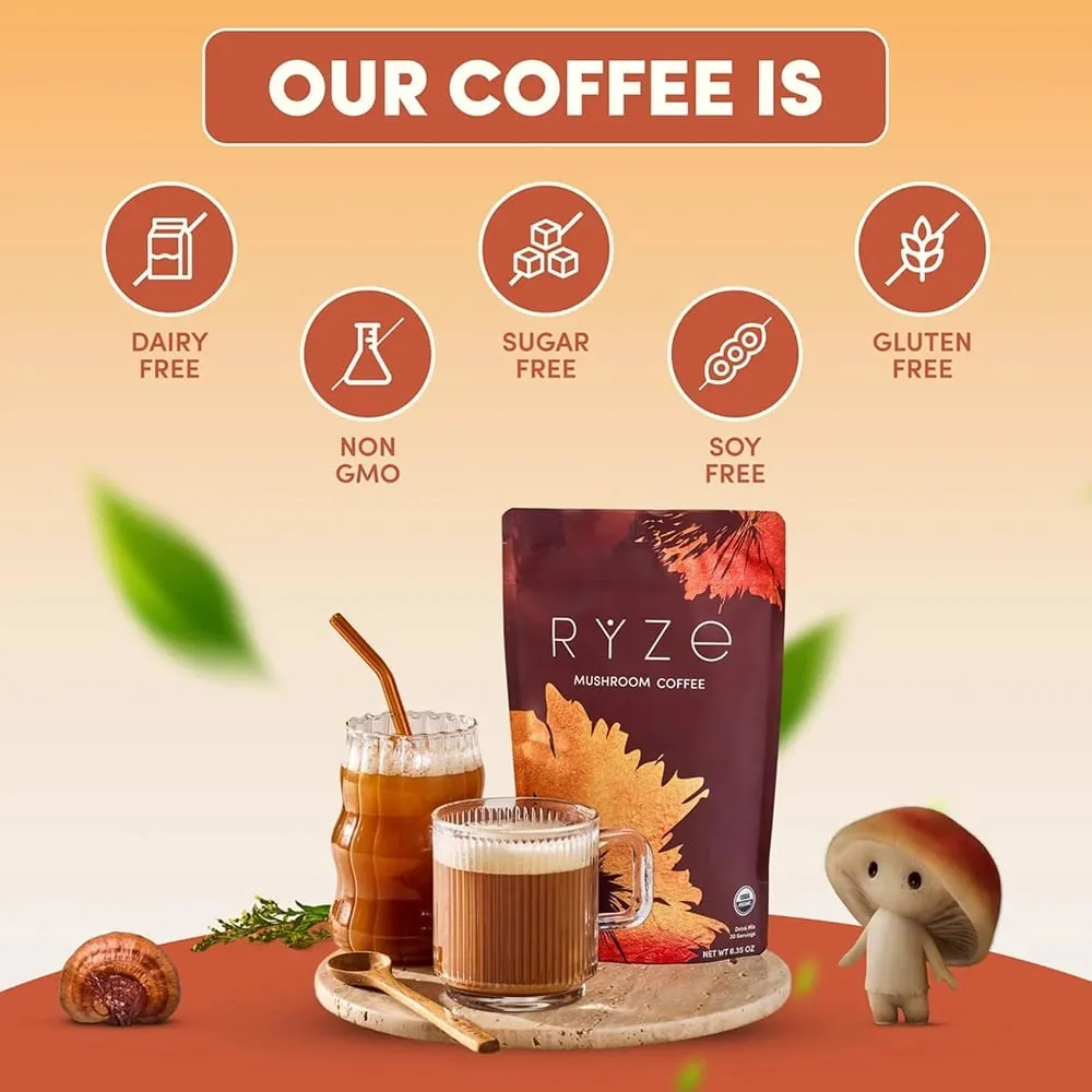 Medium Roast Instant Coffee Powder Mushroom Coffee for Energy Focus Digestion Immunity — image 7