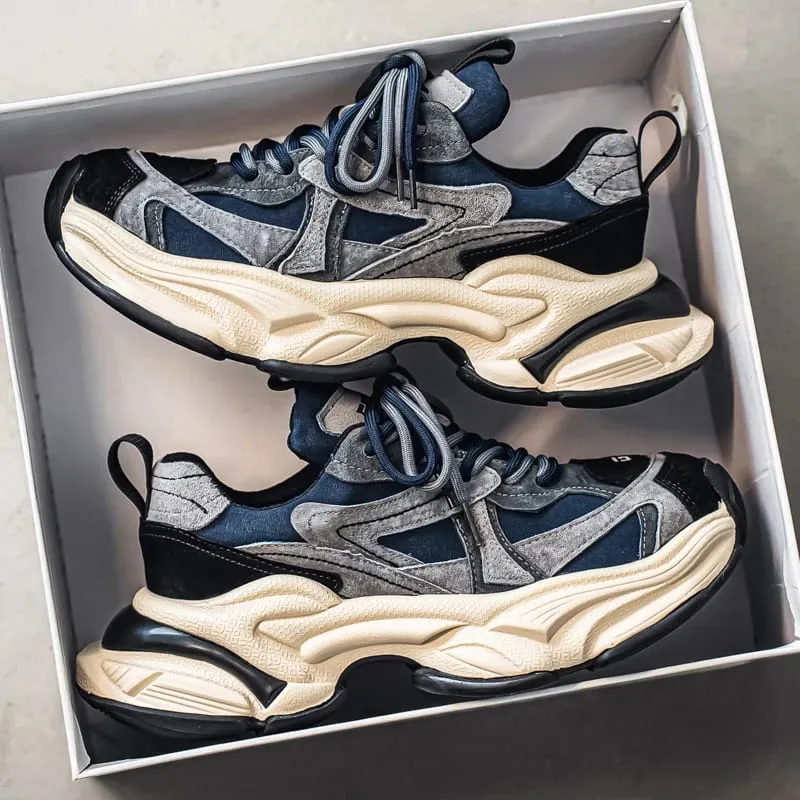 Lacing up Men's and Women's Couple Sport Shoes 2026 Thick Sole Luxury Design Casual Retro Dirty Casual Sneakers Breathable Upper — image 8