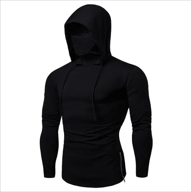 2026 Men's Spring Autumn Gym Thin Hoodie with Mask Casual Splice Large Mask Hooded Sweatshirt for Cycling Motorcycle And Fitness — image 5