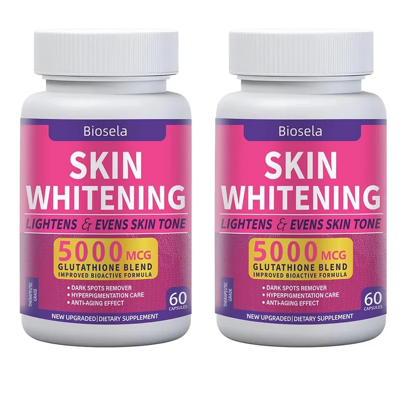 Skin Whitening Pill Skin Lightening Pills - 5000mcg Glutathione Supplement Dark Spots Melasma & Acne Scar Remover 60 Capsules — image 8