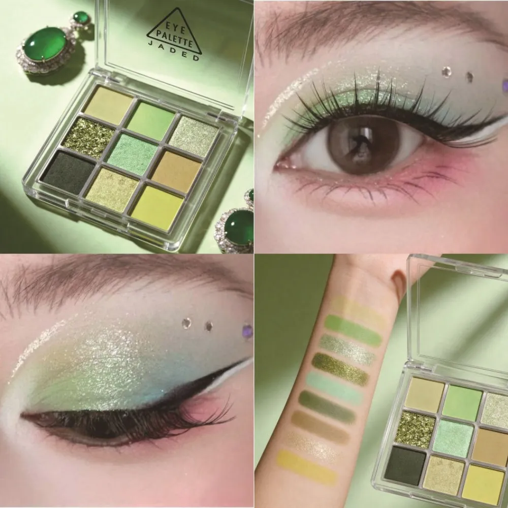 9 Colors Mint Green Eyeshadow Palette Matte Shimmer Forest Shadow Velvet Soft Blendable Natural Daily Eye Makeup