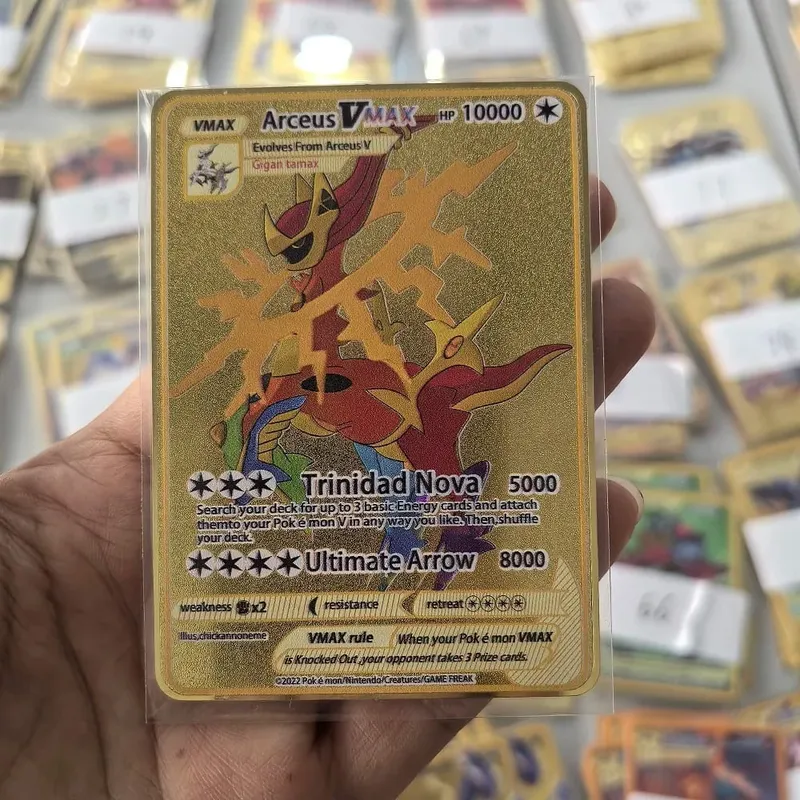 10000HP Charizard Vmax Pokemon การ์ดโลหะการ์ดภาษาอังกฤษ Arceus GX Vstar V Golden Limited เด็กของขวัญเกม Battle Collection การ์ด