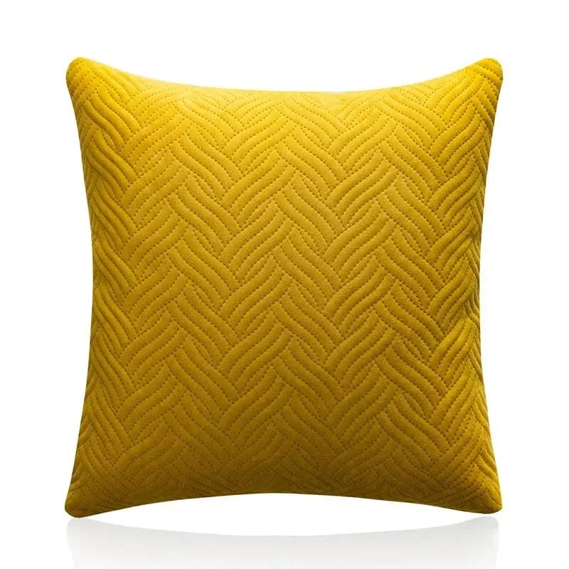 Quilted Velvet Throw Pillow Cover 18x18 Inch Simple Decorative Cushion Case for Home Sofa