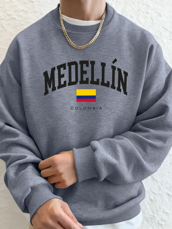 Medellin Colombia Letter And Flag Printed Men'S Hoodies Comfortable Fleece Sweatshirts Soft Fashion Tops Street Warm Clothes — image 15
