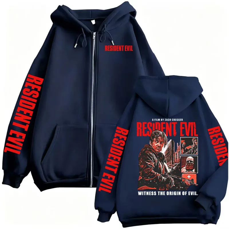 Limited Resident Evil Horror Film Zipper Hoodies Men Women Fashion High Street Jacket Sweatshirt Coats Cozy Fleece Zip Up Hoodie — image 4