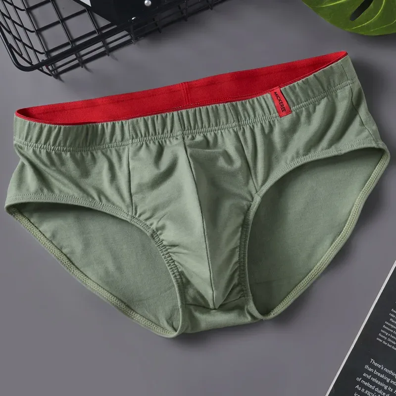 Men Briefs Solid Color Cotton Youth Briefs Waist Comfortable Sexy Explosion Trend Breathable Underwear Sissy Panties — image 19