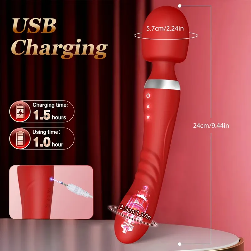 Double Vibrator for Women Dildos AV Magic Wand G Spot Clit Stimulator Vagina Massager Masturbators Adult Sex Toys for Couple 18+