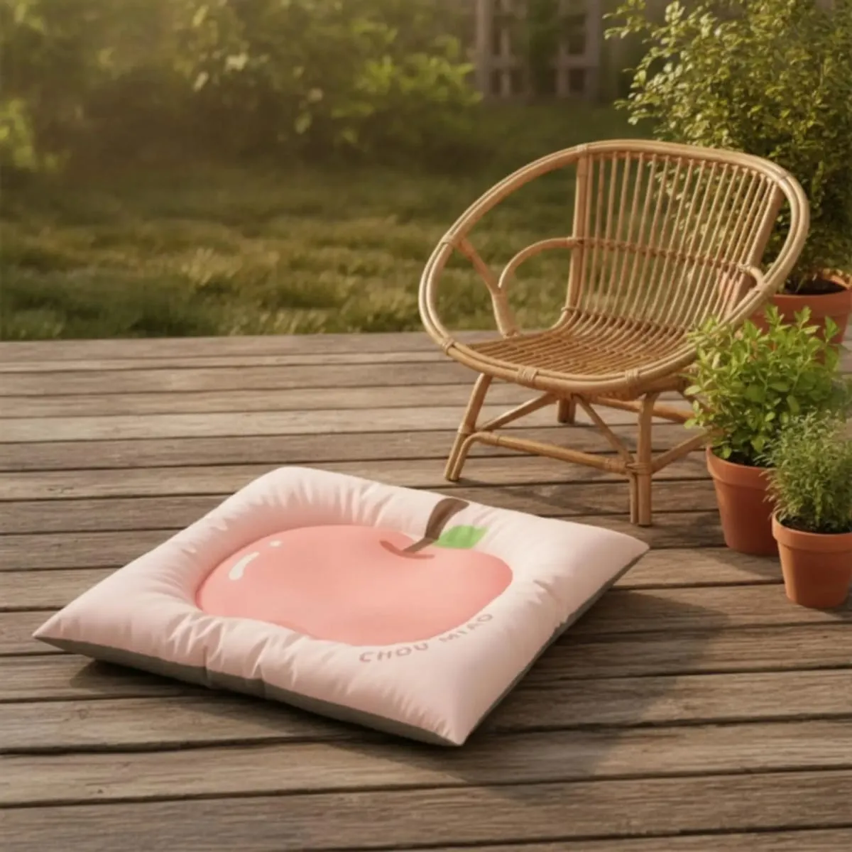 Washable Pet Mat with Padded Border Fruit Design Comfortable Sleeping Cushion for Small Dogs Cats Puppy Bedding Pet Supplies