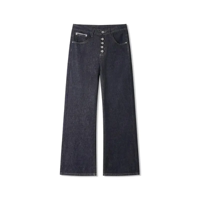New Y2K Man Pants Vintage Denim Five Button Rivet Reinforced Wash Straight Bootcut Men's Jeans Casual Streetwear — image 2