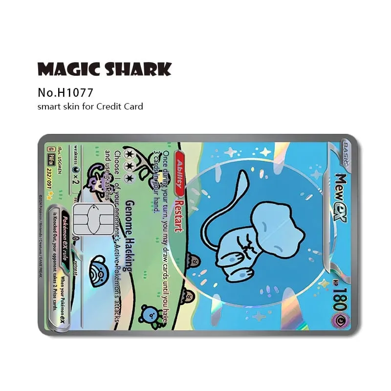 Magic Shark Mew Charizard EX Eevee Gengar Pikachu TCG Card Holographic Laser Skin Film Sticker for Bank Credit Card — image 15