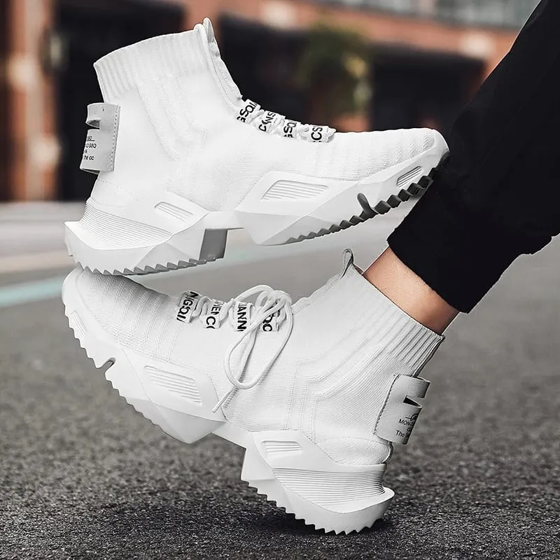 Fesyen Kasut Kasut Jaring Lelaki Berkualiti Tinggi Kasut Kasual Ringan Selesa Bertali Sneakers Tinggi Atasan Lelaki Berjalan