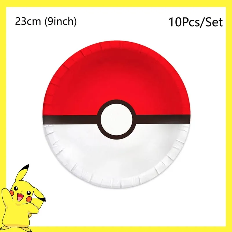 Pokemon Birthday Party Decoration Pikachu Disposable Tableware Cup Napkin Plate Tablecloth Baby Shower Cake Topper Flag Balloons — image 7