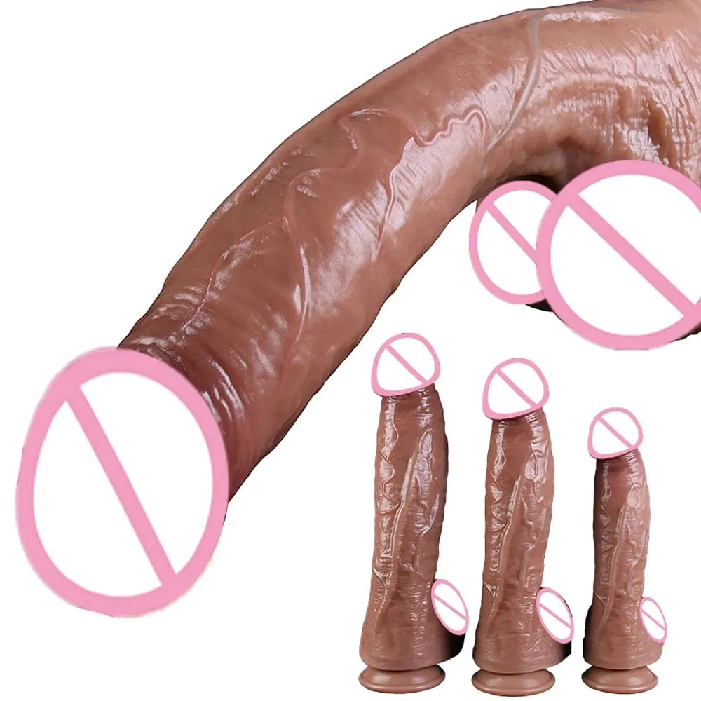S/M/L Skin Feel Realistic Dildo Huge Soft Penis Double Silicone Adults Sex Toys With Suction Cup Anal Dick for Women Masturbator — image 1
