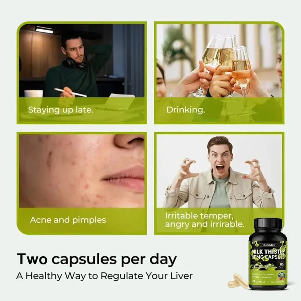 Milk Thistle Liver Cleanse Detox Health Supplement Supports Healthy Liver Function Men & Women Boosts Immunity Antioxidant — image 4