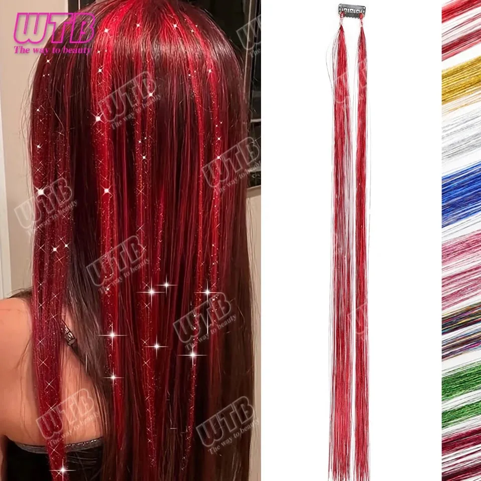 Multi-Color Glitter Synthetic Hair Extension Wig BB Clip Style Suitable for Women and Girls to Wear During Holidays and Events — image 14