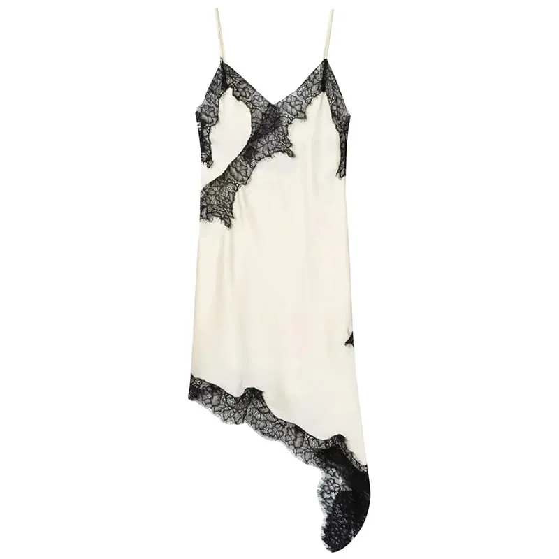 Feminino vestido de renda sem mangas deslizamento vestidos curtos mulheres verão assimétrico elegante noite vestidos sem costas sexy vestido de noite — image 12