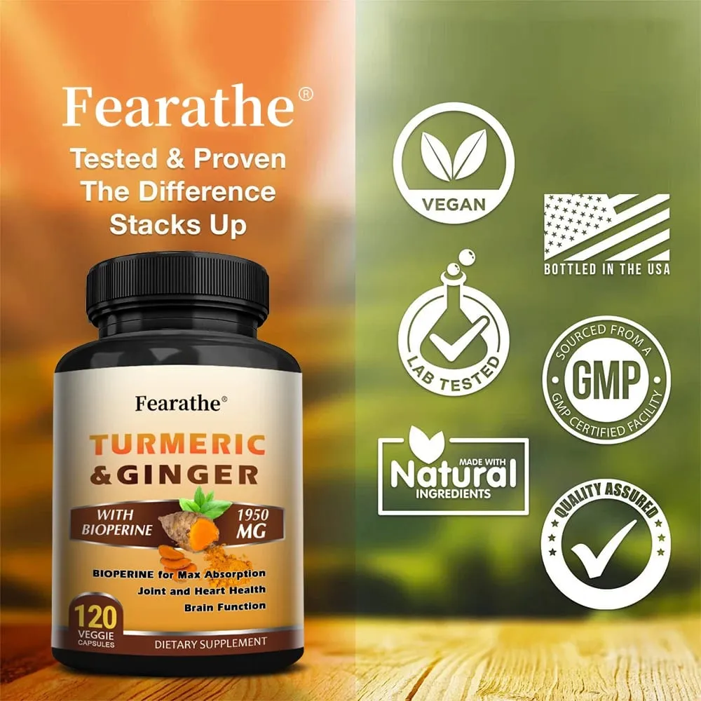 Organic Turmeric Curcumin 1500mg Capsules with Ginger & Black Pepper Support Joint Muscle Digestive & Immune Wellness — image 3