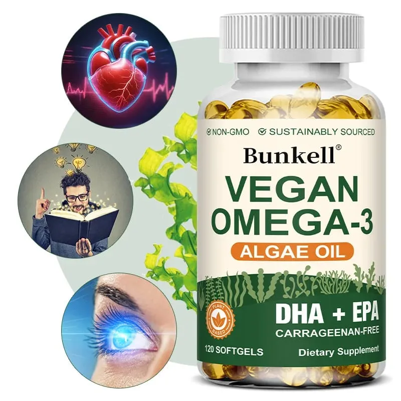 Omega 3 Algae Oil | Plus DHA EPA Non GMO Overall Health | Fish Oil Substitute 120 Capsules Soft Capsules — image 1