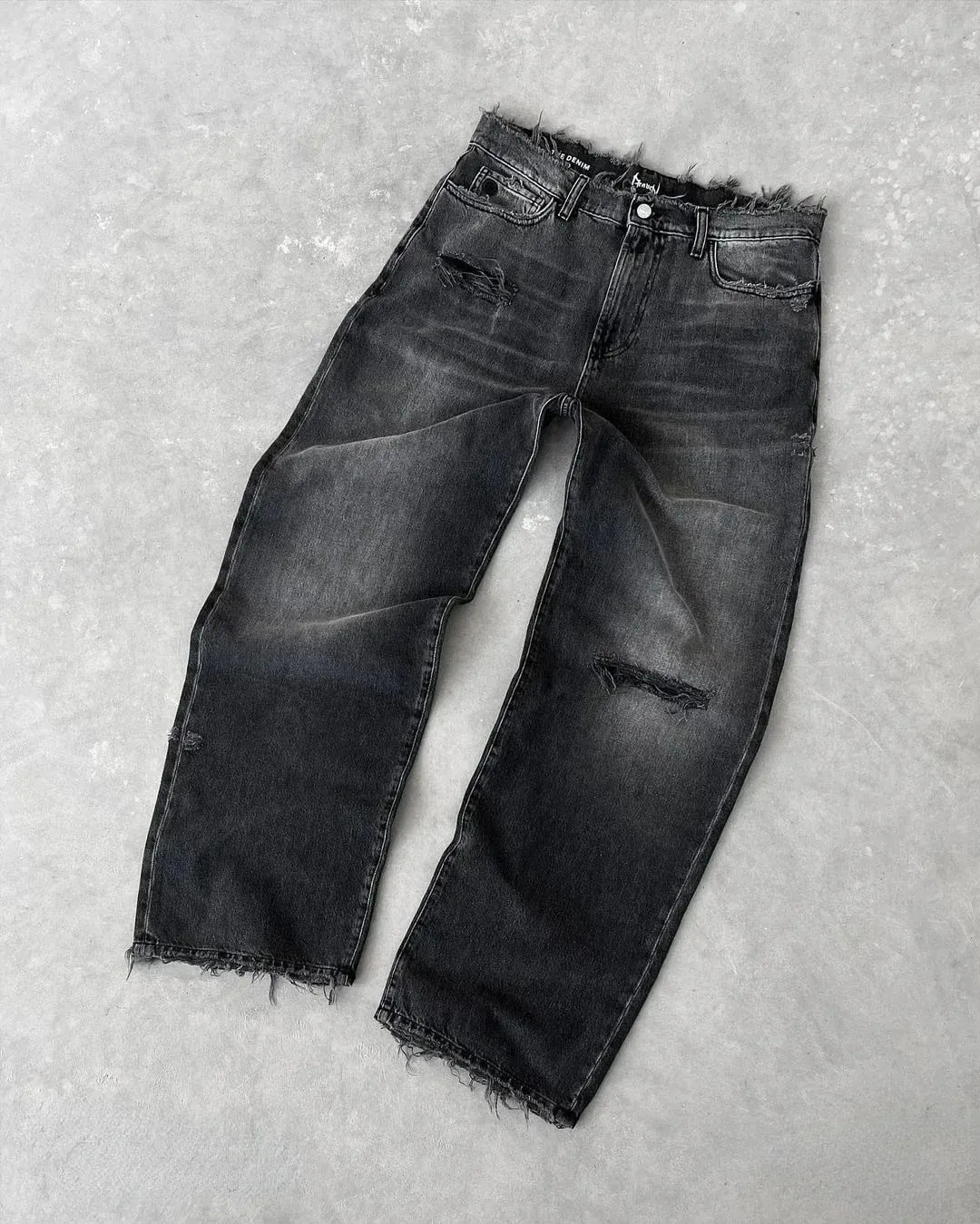Straight Jeans Distressed Men Jean Ripped Holes Washed Denim Pants Ankle Length Loose Solid Zipper Fly Pockets Casual 2026 — image 8