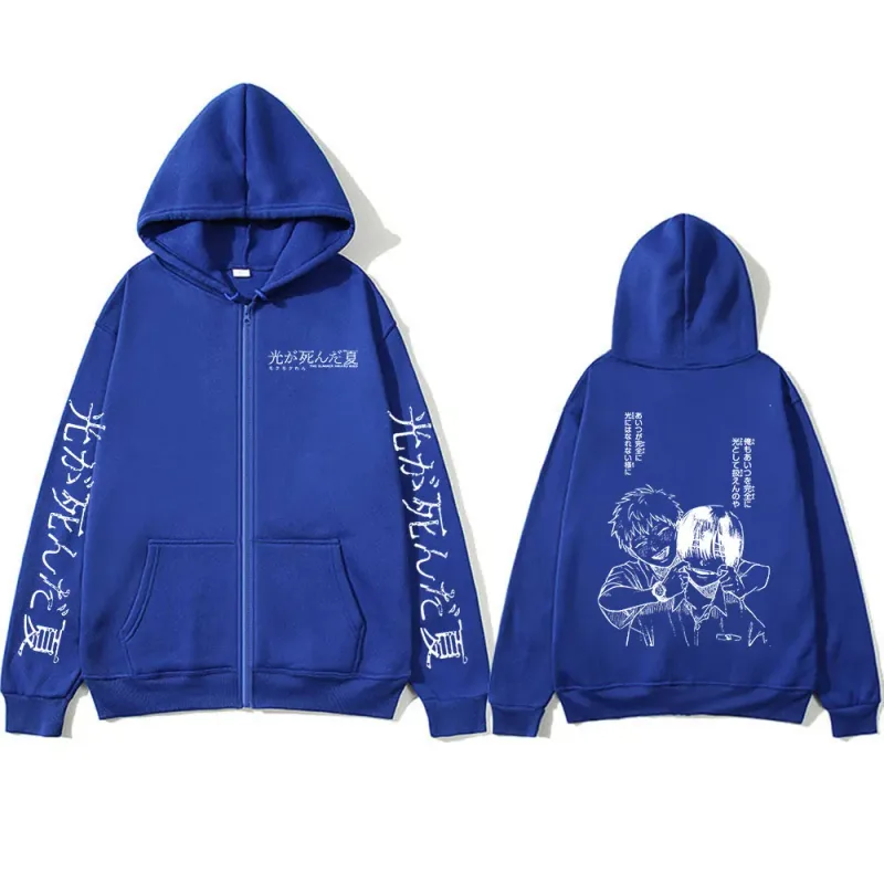 Anime The Summer Hikaru Died Zipper Hoodies Hikaru Yoshiki Manga Zip Up Hooded Sweatshirts Men Long Sleeves Hoodie Jackets Coats — image 7