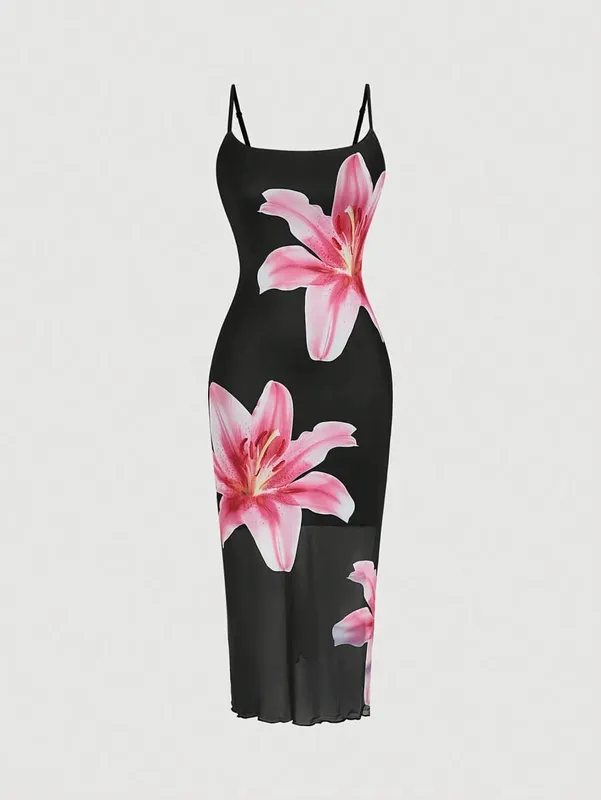 Vestido de verão elegante com estampa floral estilo resort