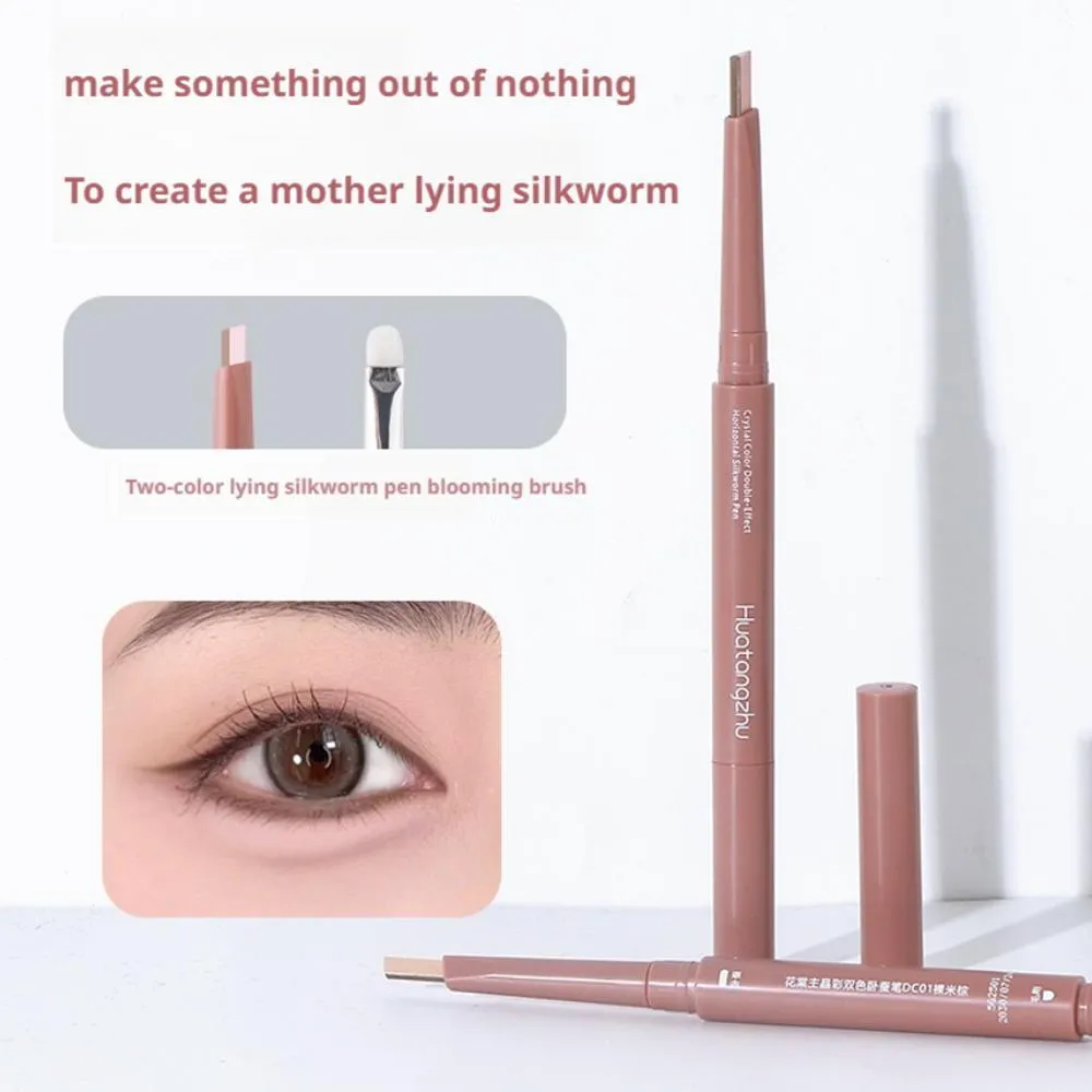 3 in 1Double Ended Lying Silkworm Pencil Highlighter Pen Nude Liquid Contour Liner Eye Makeup Stick With detail brush