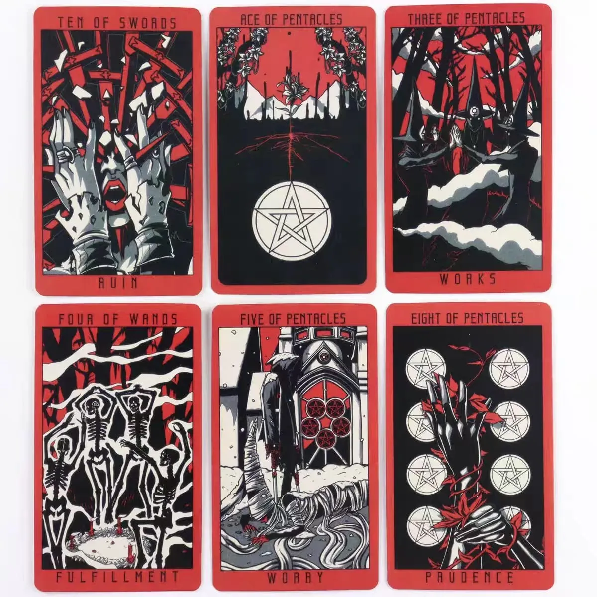 Lost Hollow Tarot Deck 80 Cards Gothic Dark Art Oracle Divination With Guidebook English Fortune Telling Cards Witch Gift