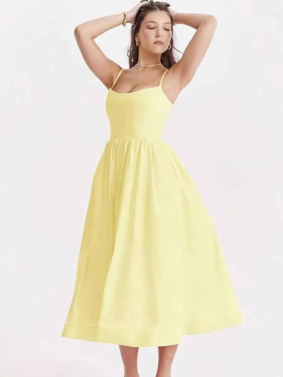 Elegant Directed Women's New Pure Color Sleeveless Chic Strap Dress Fashionable Minimalist Design Casual Comfortable Fit — image 6