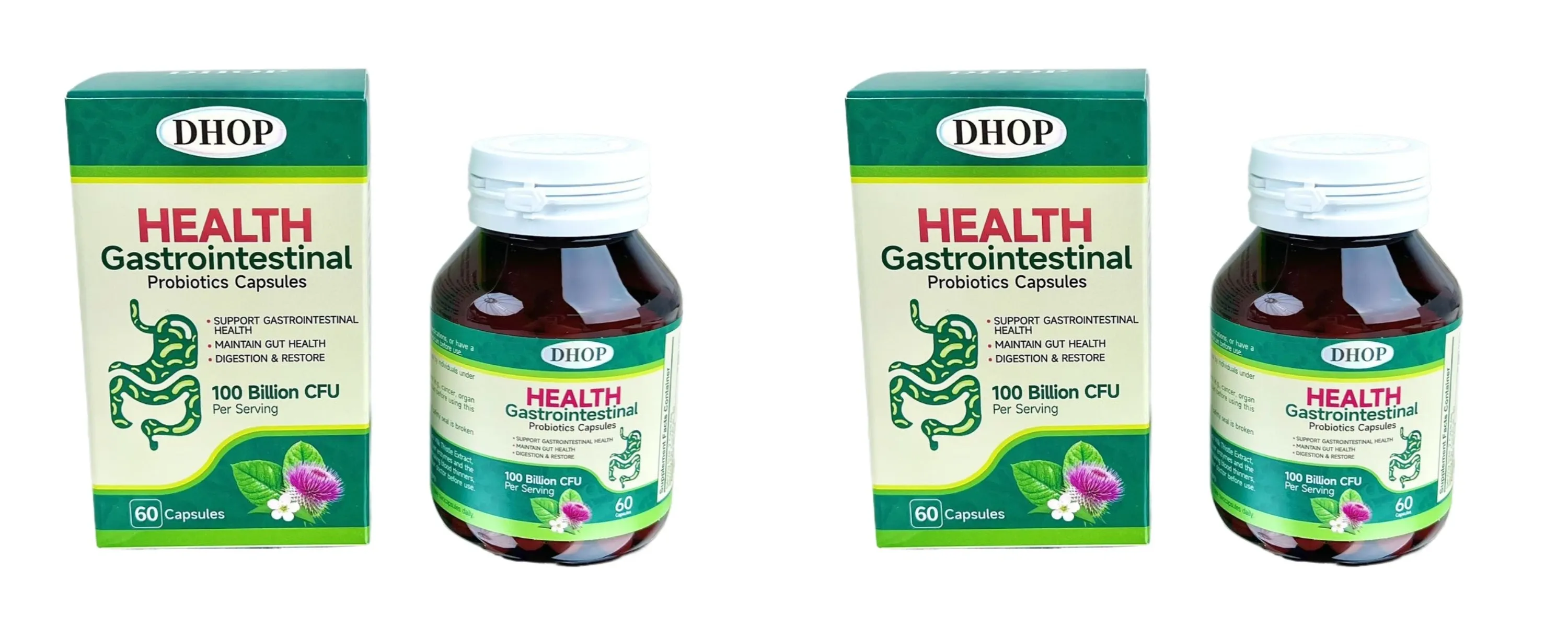 Gastrointestinal Probiotics Capsules Support Gut Health with Vitamin C and Vitamin E Diet Fiber 100 Billion CFU 60 Capsules — image 8