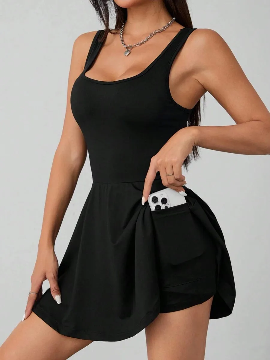 Ladies Elegant Sexy Spring Summer Square Collar Pocket Safety Pants Dress Fashionable Women's Clothing — image 4