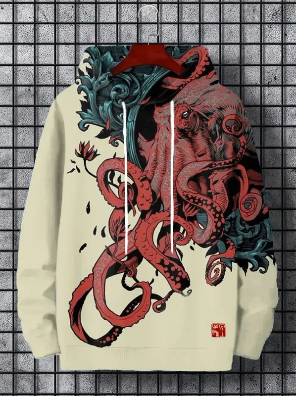 New Autumn And Winter Men's 3D Print Hoodies Japanese Harajuku Fashion Casual Sports Hooded Anime Beast Pattern Man Hoodie — image 5