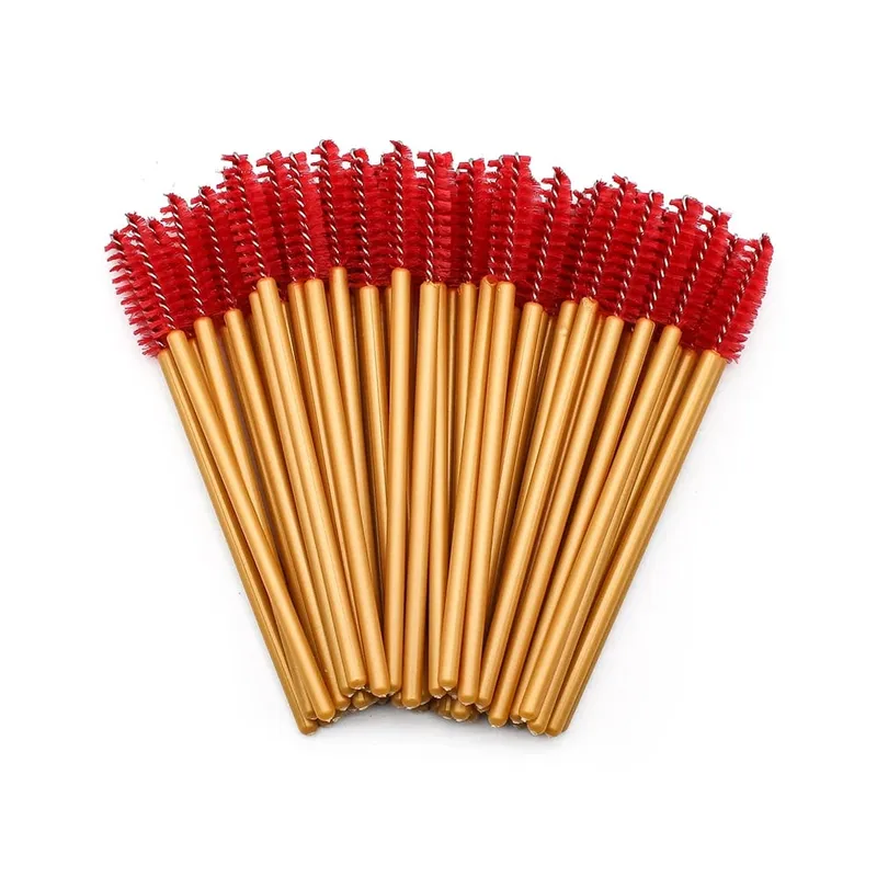 50Pcs Disposable Eyelash Makeup Brush Mascara Wands Gold Mini Eye Lash Brushes Short Eyebrow Comb Eyelashes Extension Tool — image 12