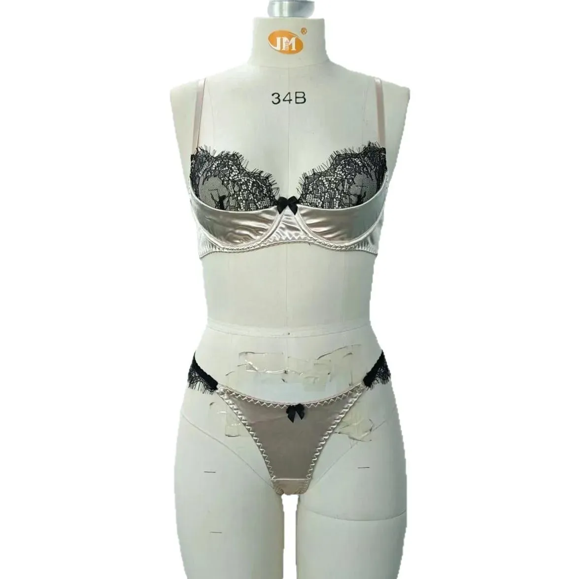 Satin Fabric Eyelash Lace Patchwork Ultra Thin Unlined Bra Sets Underwear with Underwire Sexy Lingerie Women Brassiere