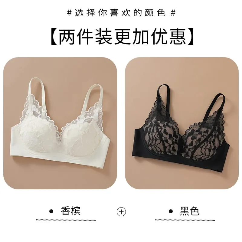 Japanese Sexy Spitze Büstenhalter ohne Bügel Push Up für kleine Brust Seitlich glättend Anti-Sagging Neu Bestseller MOYISU B