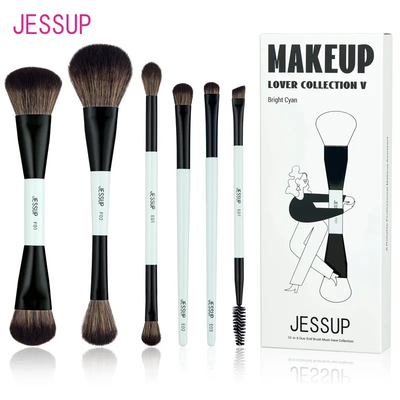 Jessup pincéis de maquiagem conjunto 4/6/7/10/14/15 pçs fundação escova de maquiagem rosto sombra mistura destacando corretivo luxo roxo — image 11