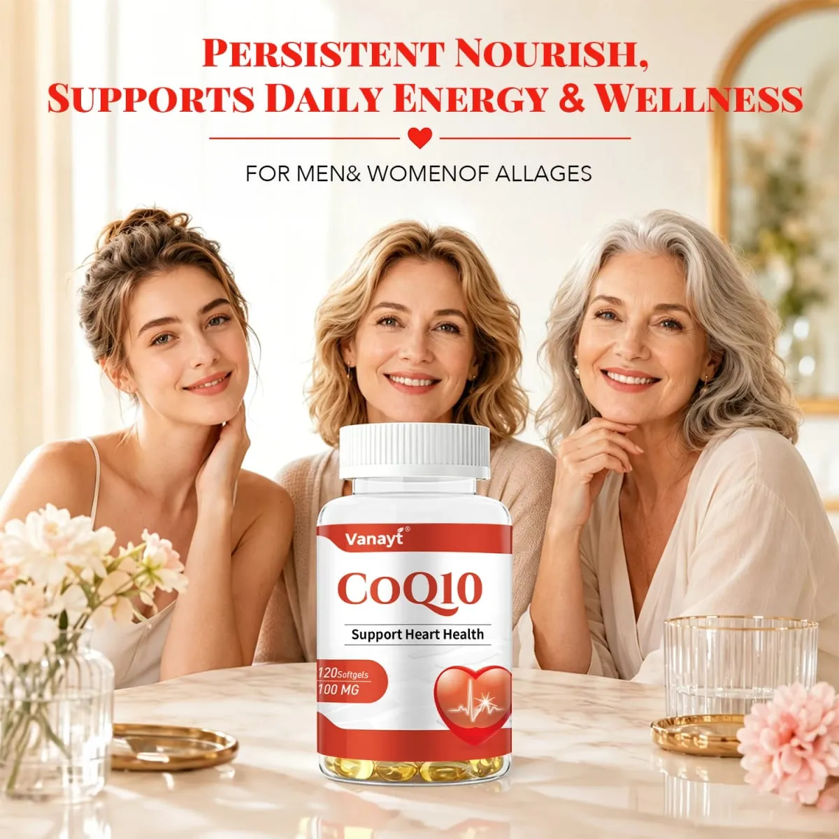 120pcs Coenzyme Q10 100mg Capsules Support Heart Cardiovascular Health Boost Energy Antioxidant Supplement — image 6