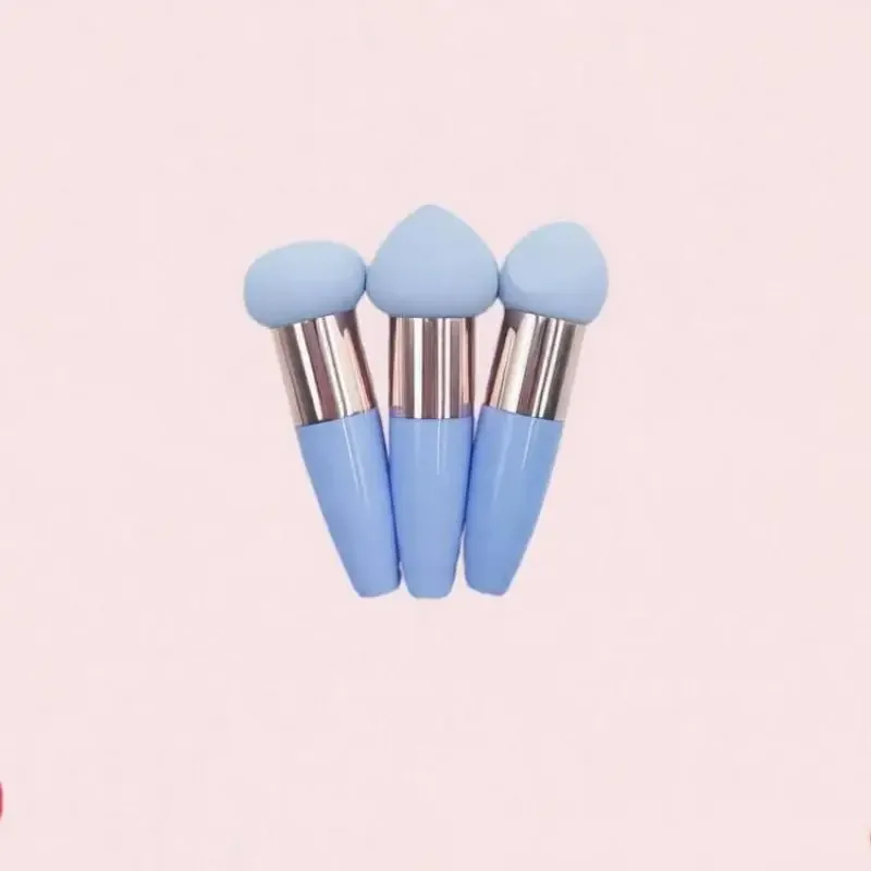 (.) 3PCS Mushroom Head Makeup Brushes Women Beauty Foundation Sponge Powder Puff With Handle Smooth Shaped Cosmetic Tool