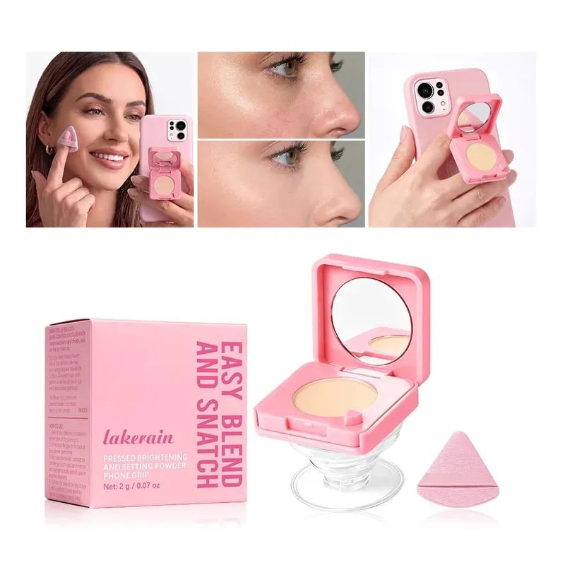 3 uds base en barra, polvo compacto para la cara con bolsa con cordón de Navidad, cosmético facial mate de larga duración, regalo de Navidad — image 2
