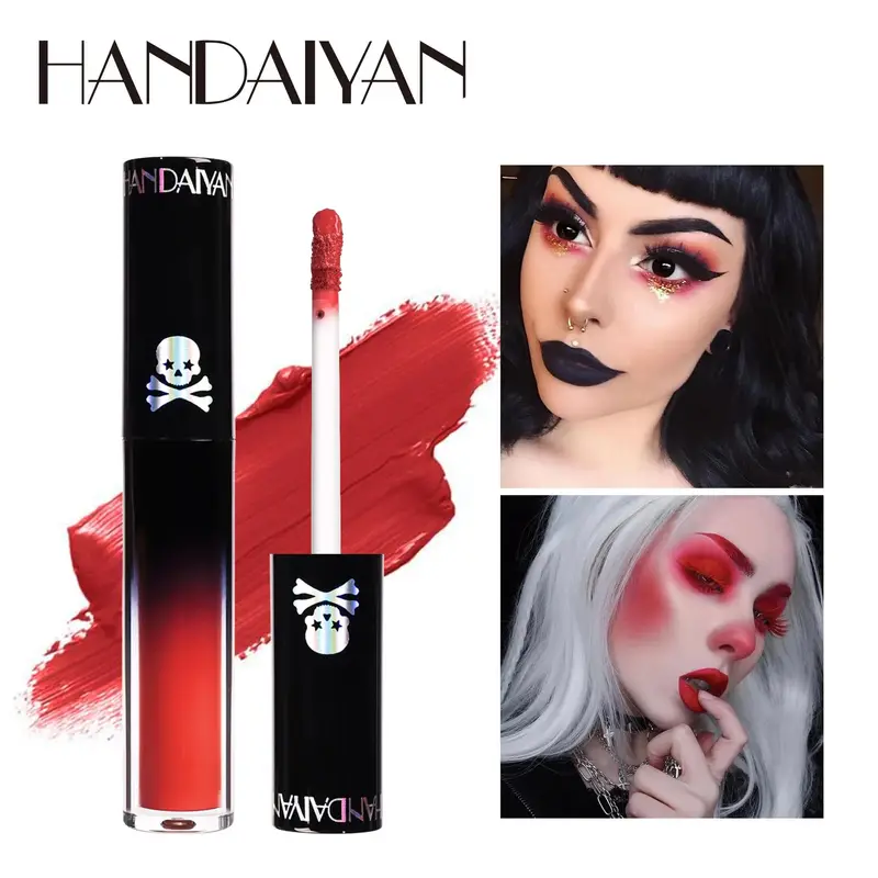 Matt Vampire Black Lila Läppstift Vattentätt Långvarigt Läppglans Halloween Jul Fuktgivande Pigmenterad Lip Makeup — image 1