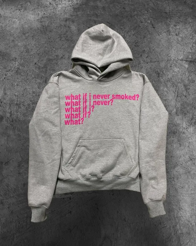 Y2K Gray Sports Hoodie Dont Smoke Print Sweatshirt Men Women Vintage Classic Hip Hop Streetwear Tracksuit Men Clothing Loose Top — image 9