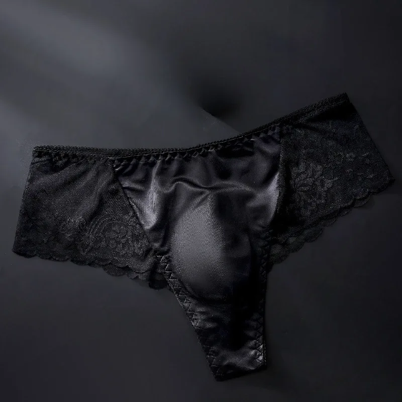 Men Briefs Ultra-Thin Lace Underwear Sheer Lmesh High Elastic Semi-Transparent Breathable Low-Rise Panties Sissy Lingerie