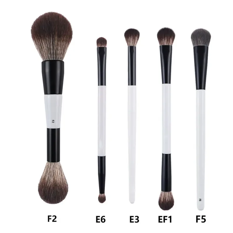 2pcs/set White Double ended Angled Foundation Makeup Brushes Blush Contour Make up Brush Wood Handle Cosmetic Tool Mari F4