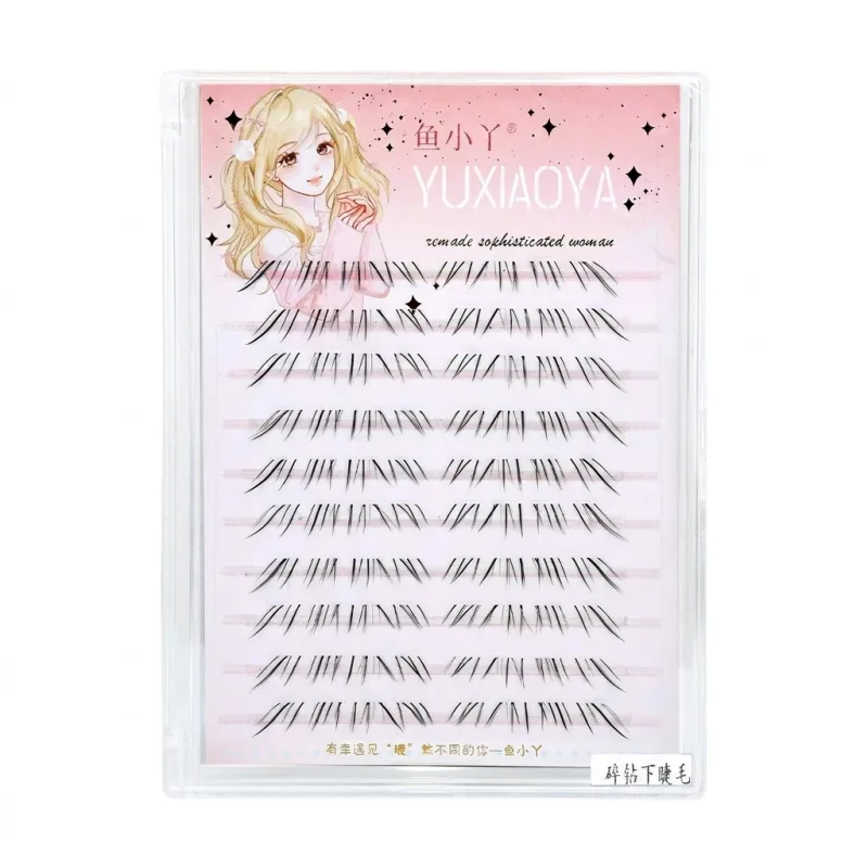10 Rows Synthetic Fiber Lower Eyelashes Daily Makeup Natural C Curl Foxes Lashes Thin Band Glittery Eye Lash Eye Tail Elongated