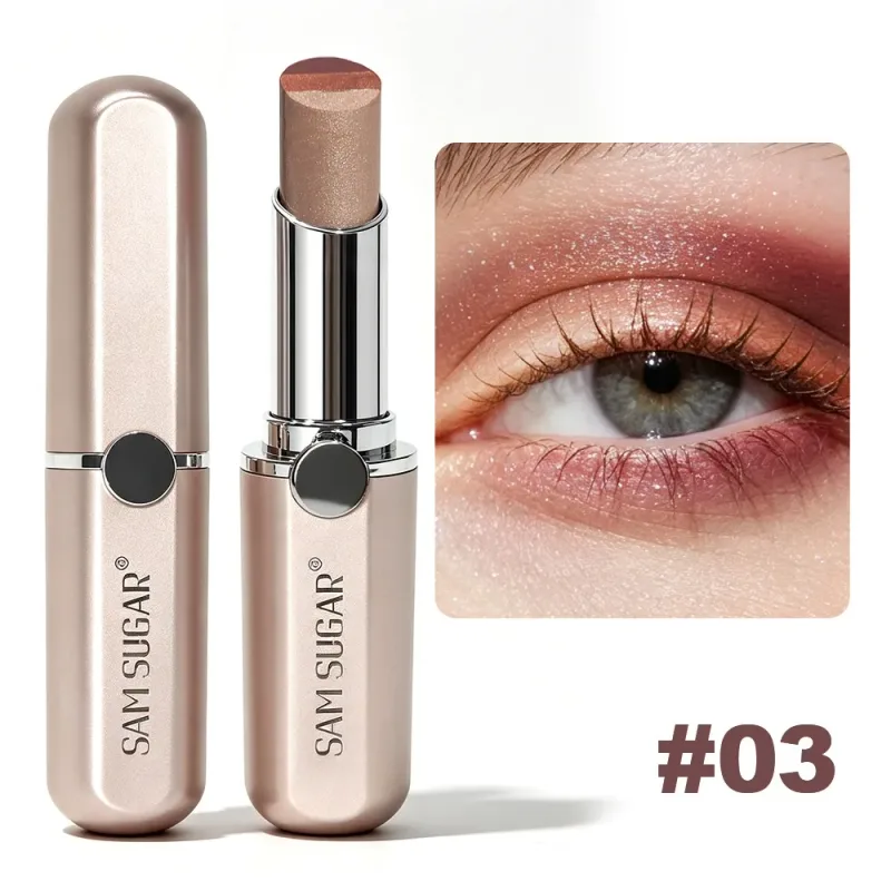 3-Color Gradient Eyeshadow Stick Shimmer Highlight Contour Cream Eyeshadow Waterproof Smudge Resistant Quick Eye Makeup Stick